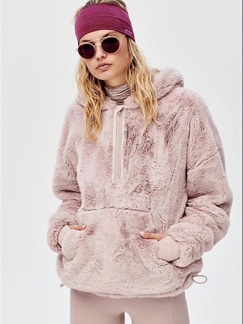 NWOT Free People FP Movement Off The Record Soft Oversized Hoodie Mink Haze XS